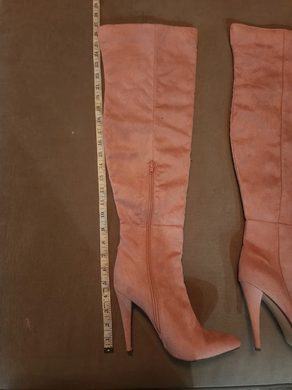 Women’s Over-The-Knee Suede Stiletto Boots in Blush Pink
